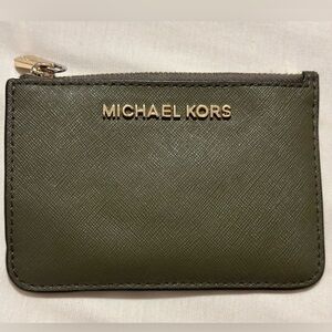 Michael Kors Green Card Holder with Gold Logo